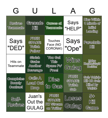 KCR_Stotch CoD Warzone Bingo Card