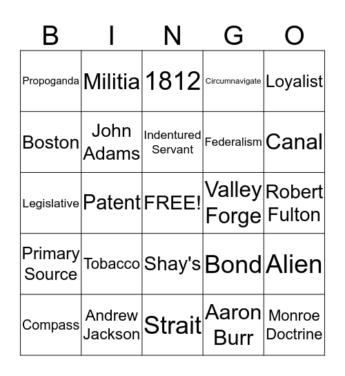 Review Bingo Card