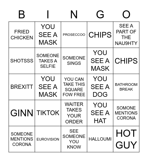 BANK HOLIDAY BINGALS Bingo Card