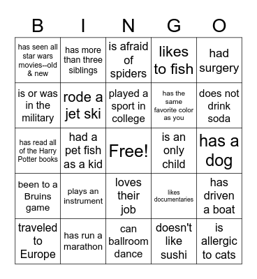 Find Someone Who... Bingo Card