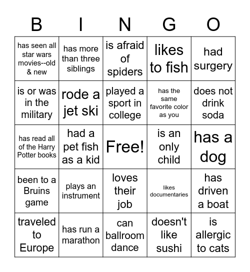 Find Someone Who... Bingo Card
