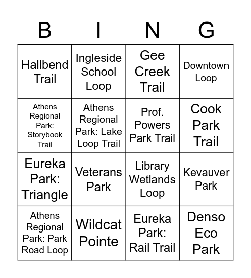 EGF Trail Bingo Card