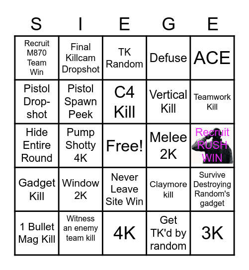 Siege Bingo V2 Bingo Card