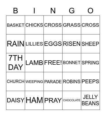 EASTER PARADE Bingo Card
