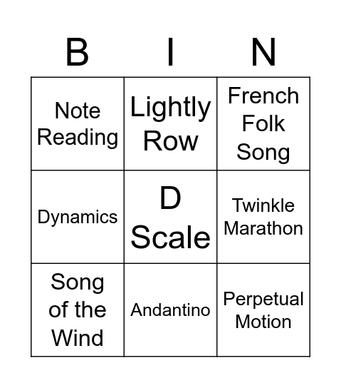 Untitled Bingo Card