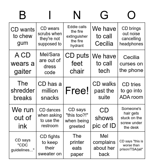 PSI Bingo Card