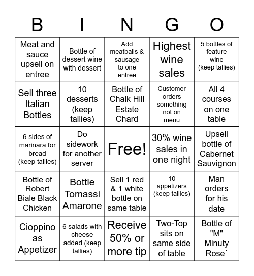 Server Bingo Card