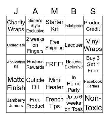 Jammin' Bingo Card