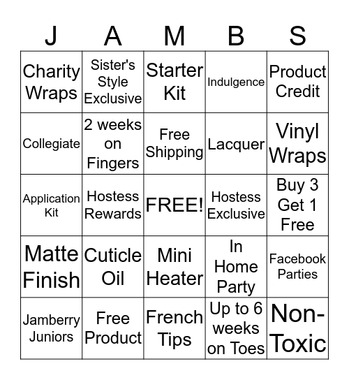 Jammin' Bingo Card