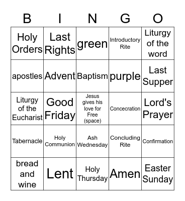 Religion Bingo Card