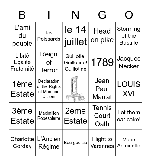 La Révolution Française Bingo Card