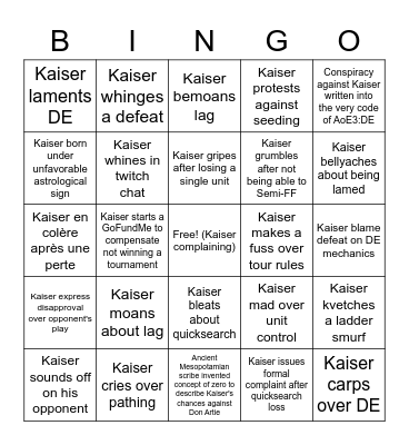 Kaiserklein bingo Card
