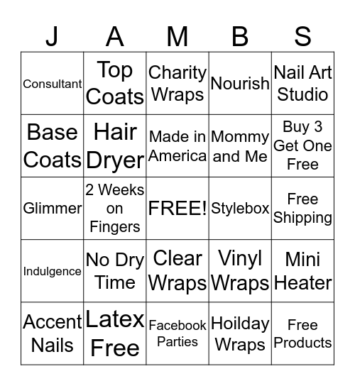 Jammin' Bingo Card