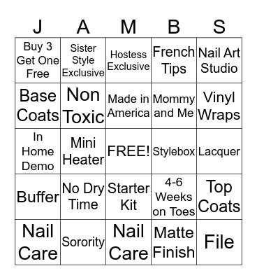 Jammin' Bingo Card