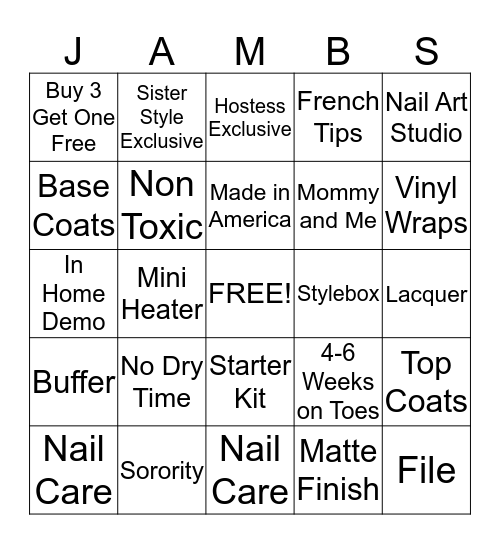 Jammin' Bingo Card