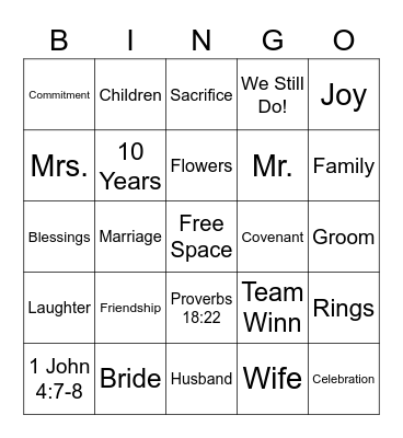 LOVE Bingo Card