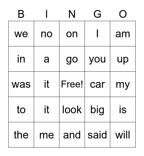 Reading Bingo Card