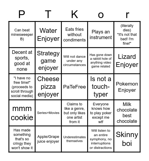 PaTeBingo Card