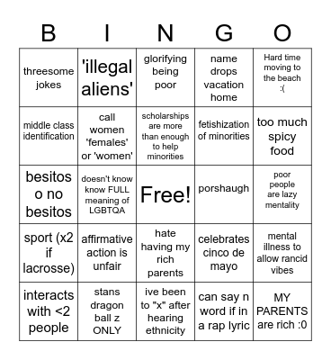 sus or chill Bingo Card