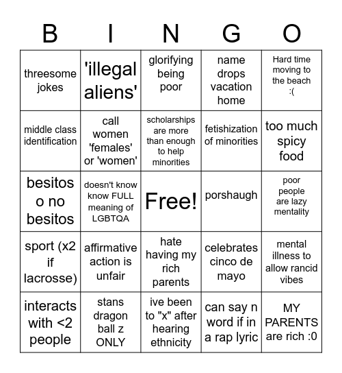sus or chill Bingo Card