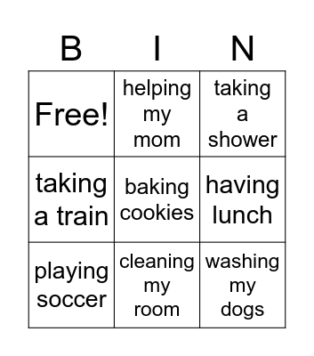 What were you doing? Bingo Card