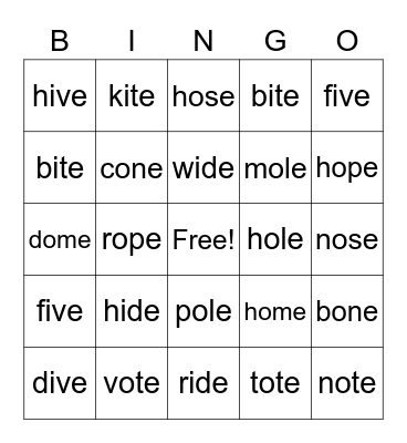 Phonics Monster Book 3 Units 4, 6, 7 Bingo Card