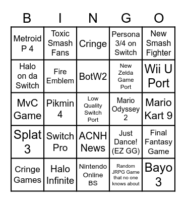 E3 2021 Bingo Card