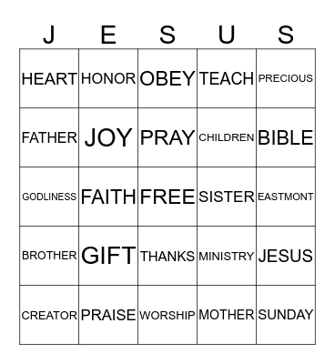 Jesue Loves The Little Children Bingo Card
