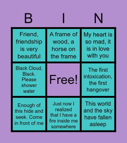 Bollywood Bingo! Bingo Card