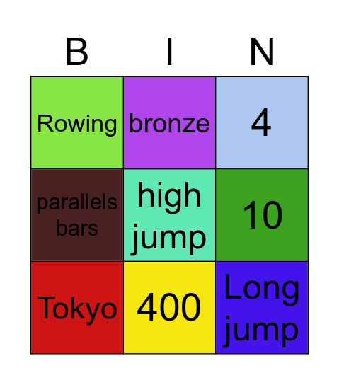 yr3 olympic bingo Card