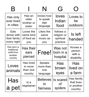 Find someone who Bingo Card