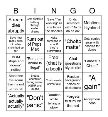 Hiyokaychan Bingo Card