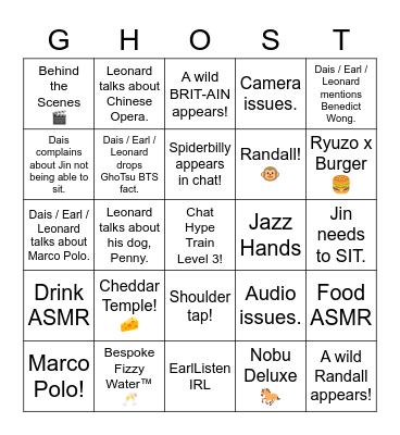 Autograph Stream! Bingo Card