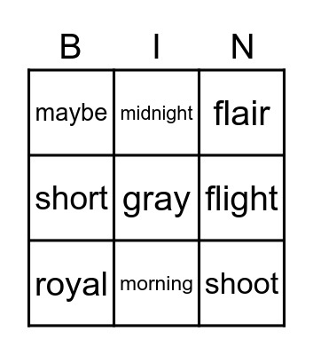 Phonics Bingo Card