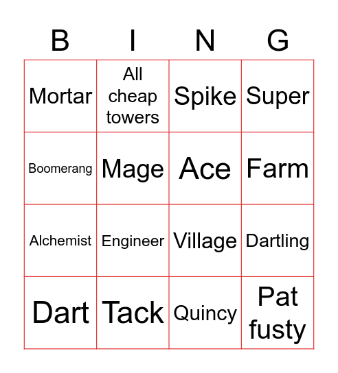 Monkey Bingo Card