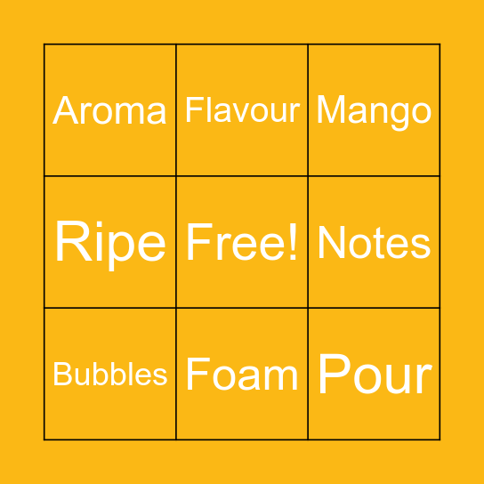 Mangoes On The Run Bingo Card