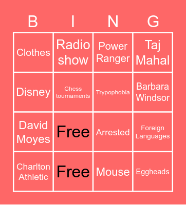 DSS Bingo Card
