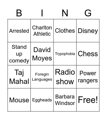 DSS Bingo Card