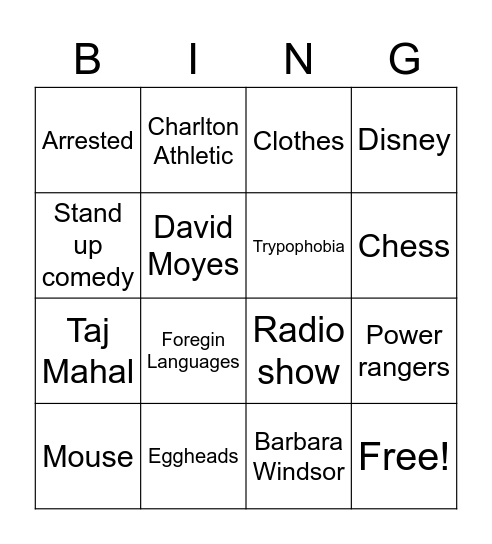 DSS Bingo Card