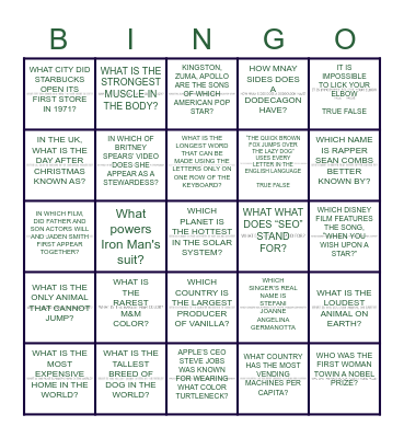 KA 1 Escapades Bingo Card