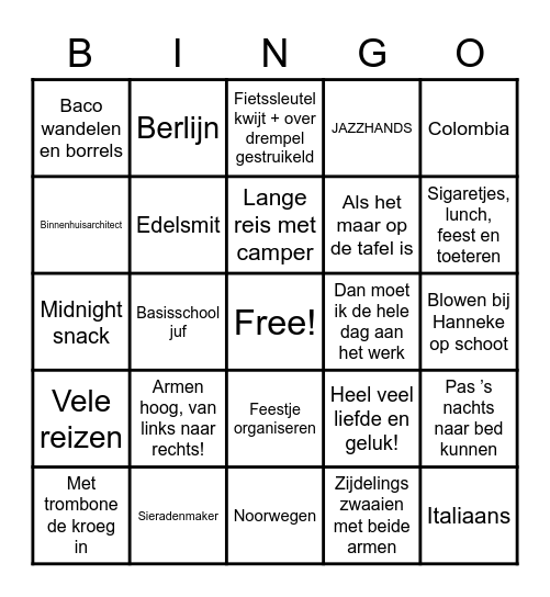 Hanneke 60! Bingo Card