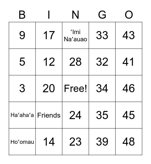 A Day at Kula Haʻahaʻa Bingo Card