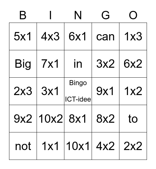 ICT-idee     Tafels van 1 t/m 10 Bingo Card