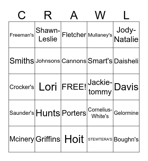5th annual shingle landing garage crawl Bingo Card