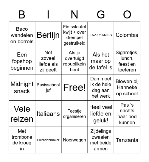 Hanneke 60! Bingo Card