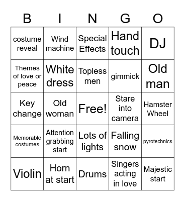 Eurovision Bingo Card