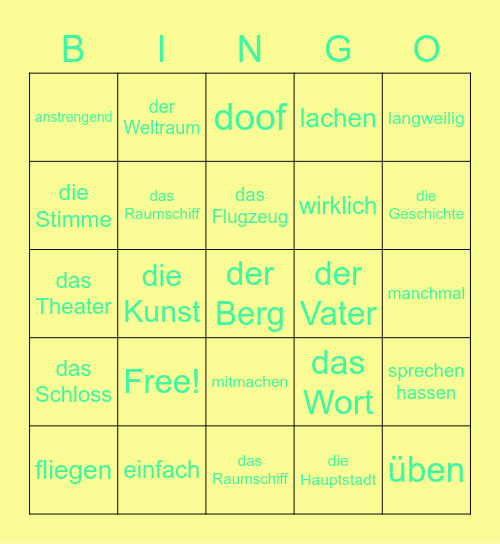 Deutsch Bingo Card