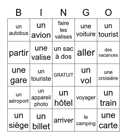 En voyage BINGO Card