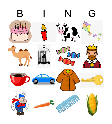 Initial K Sound Bingo Card