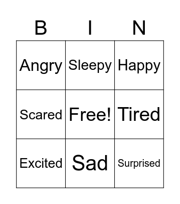 Feelings and Emotions Bingo Card